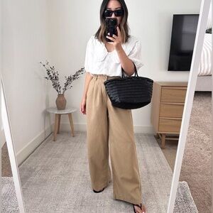Madewell Harlow Wide-Leg Pant in Drapey Twill Vintage Khaki